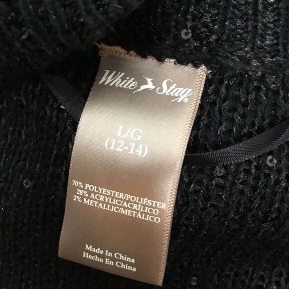 Sparkly sequin black open front cardigan duster witchy witchcore fairy size Lg - Picture 7 of 7